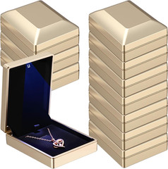 10 Pcs Pendant Necklace Box with LED Light Velvet Necklace Case for Pendant Brac