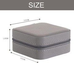 Small Travel Jewelry Organizer Box with Mirror, Portable Jewelry Case (Grey)