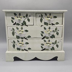 Vintage 90s Floral Wooden Jewelry Box Cottagecore Grannycore Magnolia Flowers
