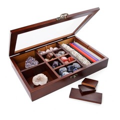 Adjustable Crystal Display Case with Shelves, Gem Holder & Organizer for Collect