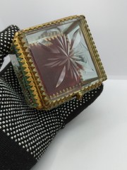 Retro Old Jewelry Box Soviet Vintage Bevelled Glass Crystal USSR 60s Rococo