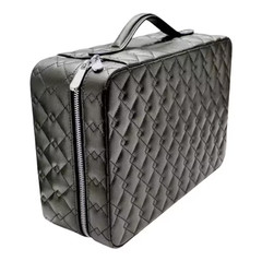 Black and Orange LED Light Luxury Travel Jewelry Case Organizer Genuine Leather