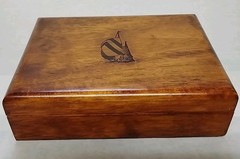 Nautica Square Wood Jewelry Box Blue Velvet Lining Dresser Box Trinkets Jewelry