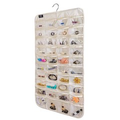 Hanging Jewelry Organizer 80 Pockets 16.5″ W X 31″ H – Double-Sided Storage