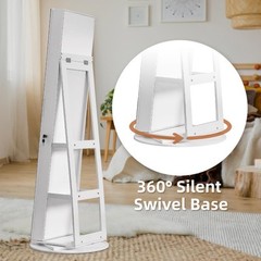3 in1 360° Swivel Jewelry Organizer Lockable Full-Length Mirror Jewelry Cabinet