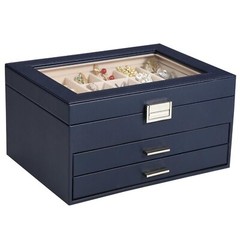 Voova Jewelry Box Organizer for Women Girls 3 Layer PU Leather Jewelry Storag…