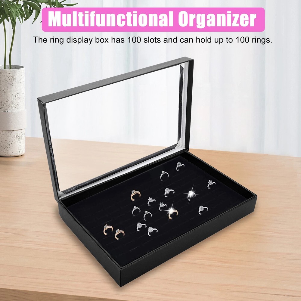 Jewelry Storage Tray with 100 Slots, Ring Earring Organizer Holder Display Case
