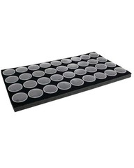Novel Box Gem Jars 36 Medium Size Black Tray Foam 14.5X7.8X0.75 Jewelry Display