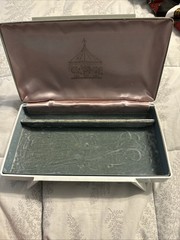 Vintage MCM Farrington Jewelry Box 1950s Teal Pink Divided Velvet Lining Satin