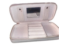 White Suede Travel Jewelry Box Carrying Case – White