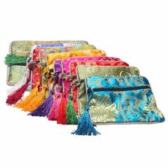 10Pcs Chinese Style Jewelry Pouch Brocade Storage Bag Mixed Color
