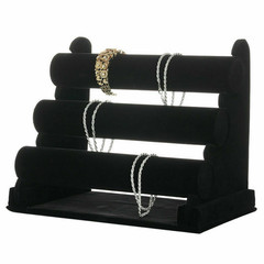 3-Tier Bracelet Display Stand Watch Holder Velvet Jewelry Bangle Rack Organizer