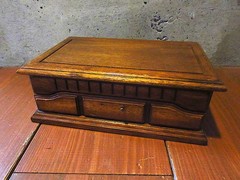Vintage Wood Jewelry Box Brown Storage Case Organizer 28cm x 16.8cm x 10.5cm 260