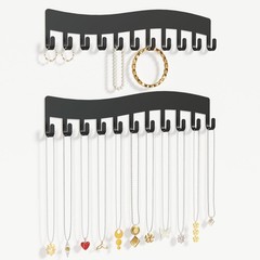 Josmimic Wall Necklace Organizer Holder: 10.43 x 2.16 x 0.59 inches, Black