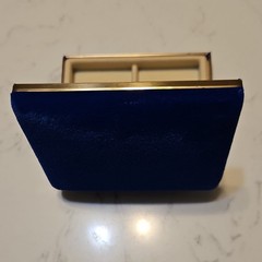 Blue Velvet Jewelry Box w/ Mirror, Lined Insert, Holds 6 Pairs Earrings