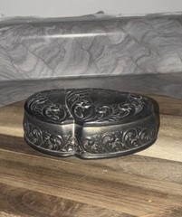 Godinger Silver Art Vtg Jewelry Box Velvet Lined Heart Shaped Hinged Lid