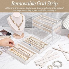 kenaeooe 5 Drawer Acrylic Necklace Holder Organizer, Clear Transparent