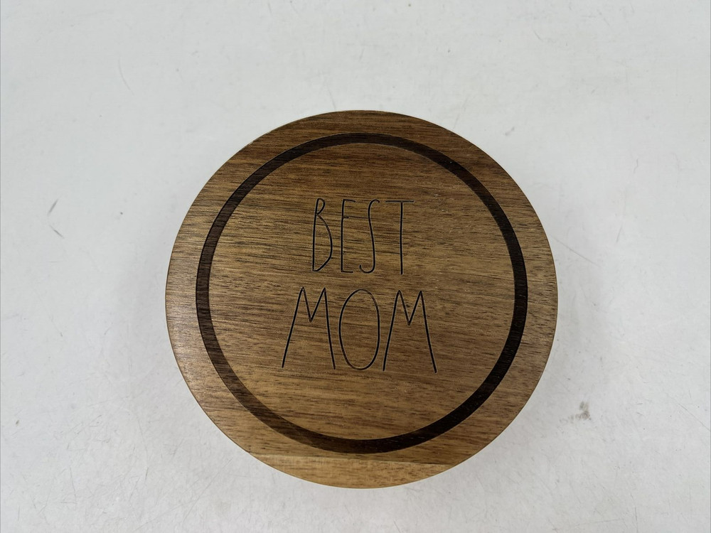 Rae Dunn Ceramic 6x3in Best Mom Round Jewelry Box BB01B56018