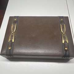 Vintage Dante Velvet Lined, Men’s, Faux Leather Jewelry Box, Great Patina