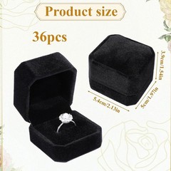 36 Pcs Black Velvet Ring Boxes Bulk, 2.13 X 1.97 X 1.54 Inch Rings Case Earring
