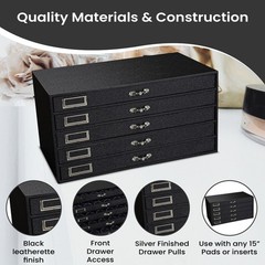 Novel Box 5 Drawer Black Jewelry Display 15.12X8.37X7.62 + Medium 36 Gems Jars