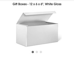 Uline S-7092 Gift Boxes White Gloss 12x6x6 Case w/80pcs Open Box