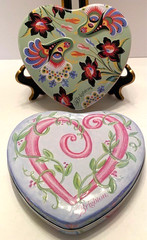 Lot of 2 Brighton Colorful Heart Shaped 5.75″ x 5.25″ Empty Jewelry/Trinket Tins