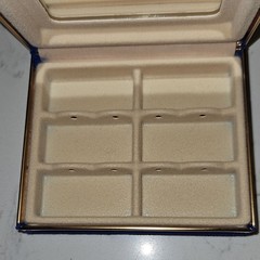 Blue Velvet Jewelry Box w/ Mirror, Lined Insert, Holds 6 Pairs Earrings