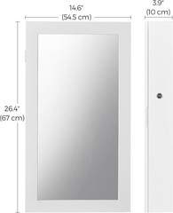Wall-Mounted Jewelry Cabinet with Mirror – Rustic White Lockable