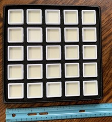 Gemstone Display Cardboard Tray with 25 Individual Cushioned Jars Very Good