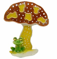 Revere Mfg Earring Holder Metal Pierced Mushroom Frog Psychedelic Vintage 1970