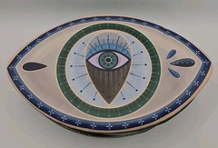 Evil Eye Leather Jewelry Travel Case Organizer Oval Zip Storage Box Green Nazar