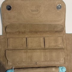 Tiffany & Co. Tiffany Blue Grain Leather Fold-Out Jewelry Case Travel Organizer