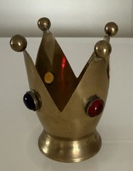 Vintage Brass Crown with Glass Stones Ring Trinket Dish Or Votive Holder
