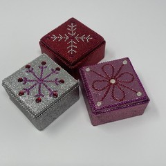 Jeweled Glittery Trinket Box Set Of 3 Boxes Pink Red Silver Pier One