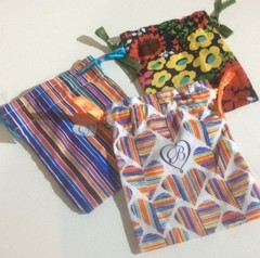3 BRIGHTON Drawstring Bags Hearts Stripes Floral Jewelry Organizer Storage Pouch
