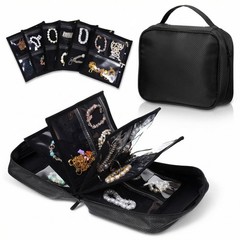 Waterproof Anti-Tarnish Travel Jewelry Organizer Case with Multiple Black