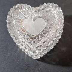 Vintage Hofbauer Leaded Glass Crystal Heart Trinket Jewelry Box 2.5 inch