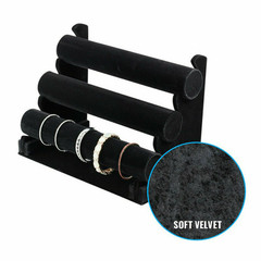 3-Tier Bracelet Display Stand Watch Holder Velvet Jewelry Bangle Rack Organizer