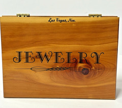 Vintage Mid Century Cedar Wood Jewelry Box Collectible Souvenir Las Vegas Nevada