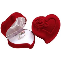 Heart Velvet Ring Box Rose Flower Jewelry Display Engagement Wedding Gift Case