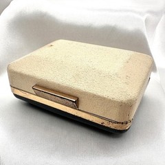 Vintage 80s Krementz Cream Textured Silk Presentation Box Gold Tone Trim Jewelry