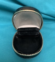 Vintage Black Faux Leather Velvet and Silk Display Ring Box