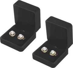 2 Pieces Earring Gift Box, Studs Holder Case for Women(BLACK) | Classic Velvet,