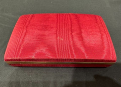 Padded Fabric Flip Top Red Exterior Jewelry Box Ivory Interior Rings Earrings