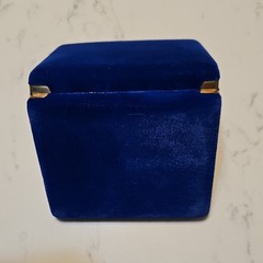 Blue Velvet Jewelry Box w/ Mirror, Lined Insert, Holds 6 Pairs Earrings