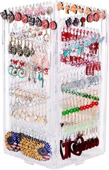 360 Rotating Earring Holder Organizer Stand,5 Tiers Acrylic Jewelry Organizers