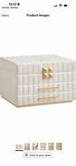 SONGMICS HOME White Faux Leather Jewelry Box Mirror Drawers Multi-Tier Organizer