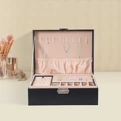 Small Jewelry Box Necklace Ring Storage Organizer Case Double Layer Travel Box