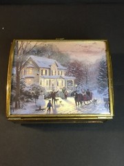 Thomas Kinkade Painter of Light Via Vermont Metal and Glass Jewelry Trinket Box